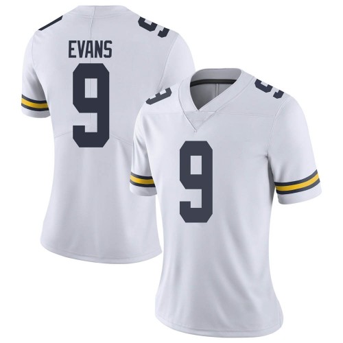 Chris Evans Michigan Wolverines Women's NCAA #9 White Limited Brand Jordan College Stitched Football Jersey UAV8354NZ